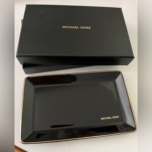 New Michael Kors black ceramic tray with gold trim